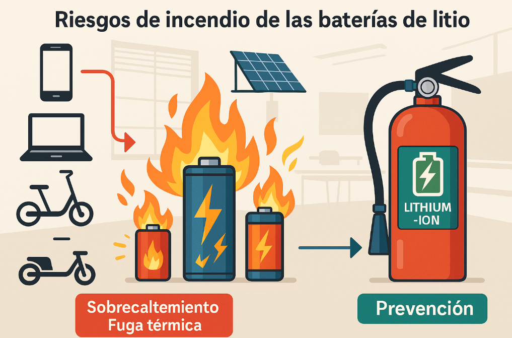 Riesgos de las baterías de litio: funcionamiento y precauciones contra incendios